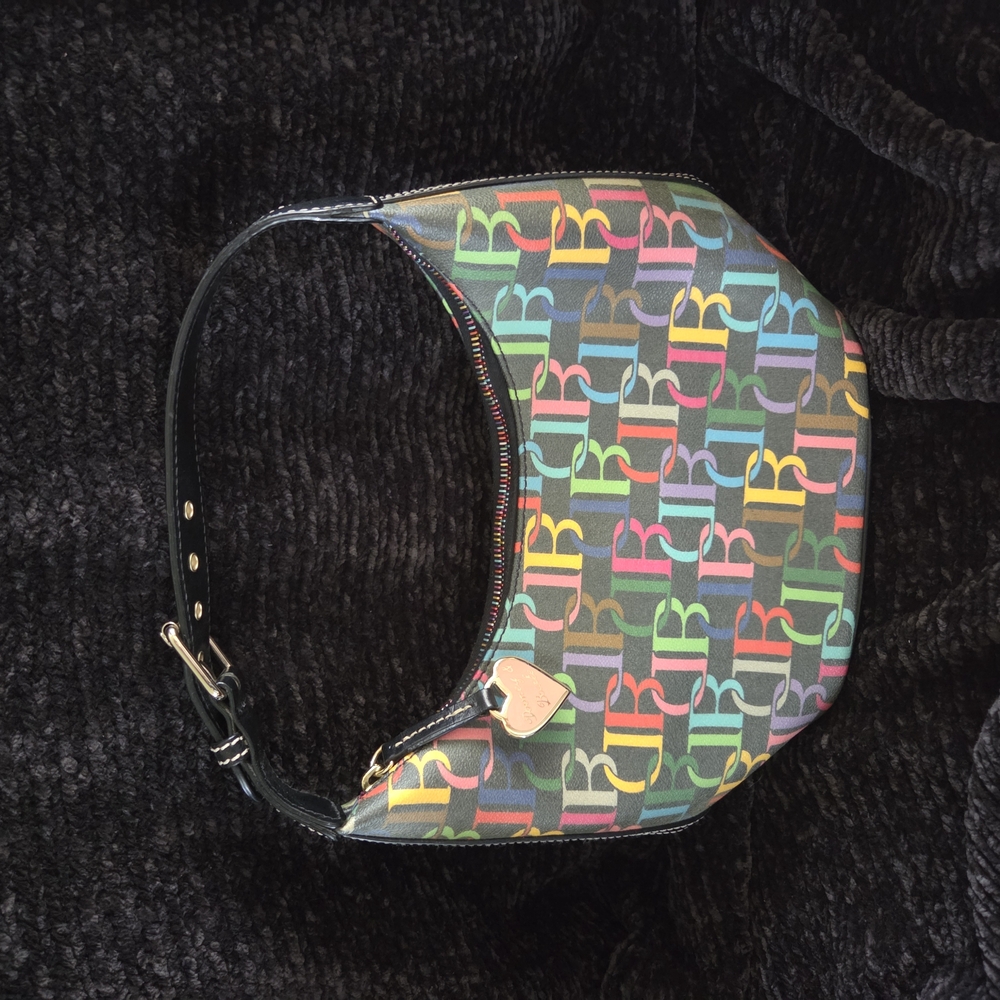 Colorful Logo Patterned Shoulder Bag